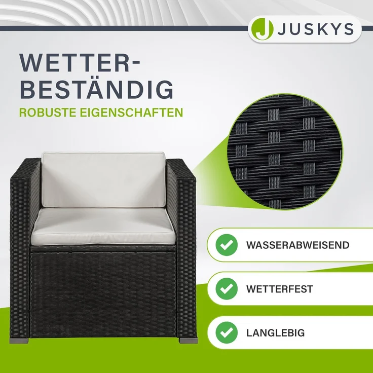 Juskys 'Punta Cana' Lounge, Polyrattan , Schwarz | Creme, L – Bild 2