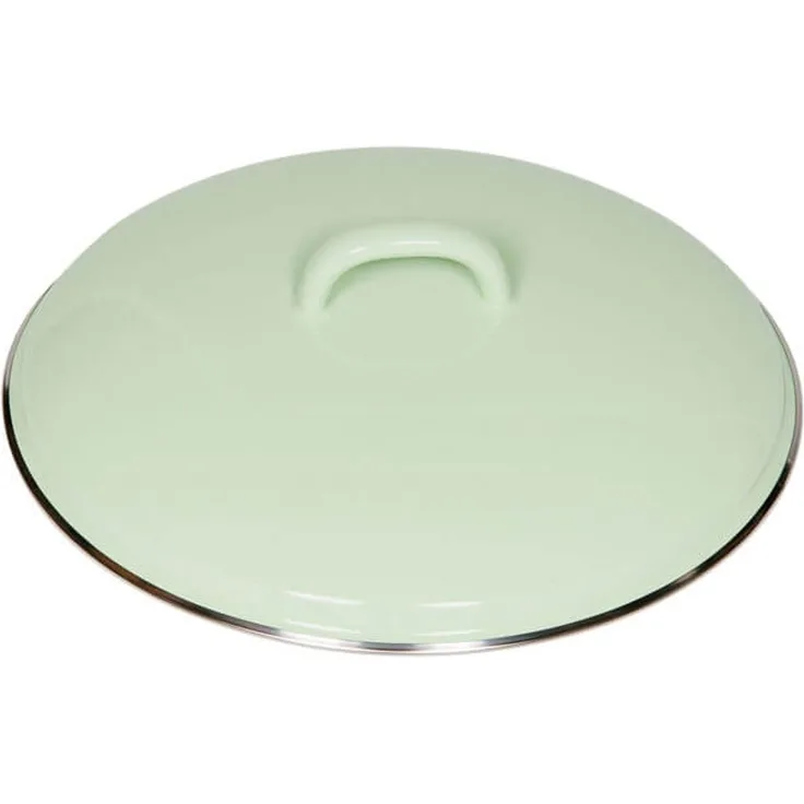 Riess Deckel Emaille Pastell Nilgrün Grün mit Chromrand 22cm