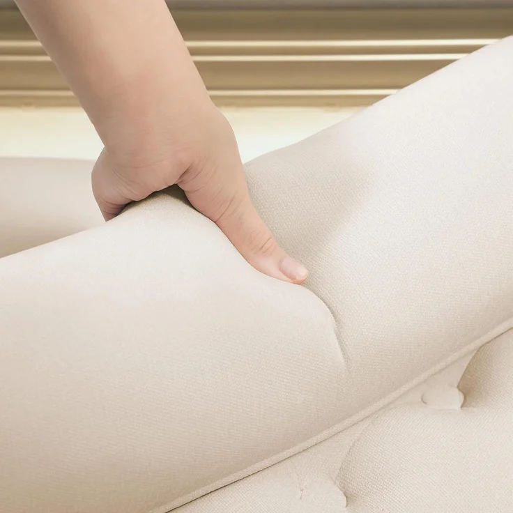 HOMCOM Polsterbank Sitzbank Chenille-Bezug, Armlehne, für Schlafzimmer, Wohnzimmer, Flur 115 x 44 x 58 cm Beige – Bild 8