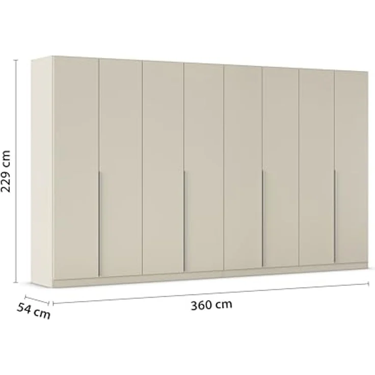 Rauch Möbel Alabama, Kleiderschrank für Schlafzimmer, Kinderzimmer, Wohnzimmer, Garderobe, Flur, 8-türig, mit Zubehör Classic, Farbe Beige, Breite 360 cm – Bild 3