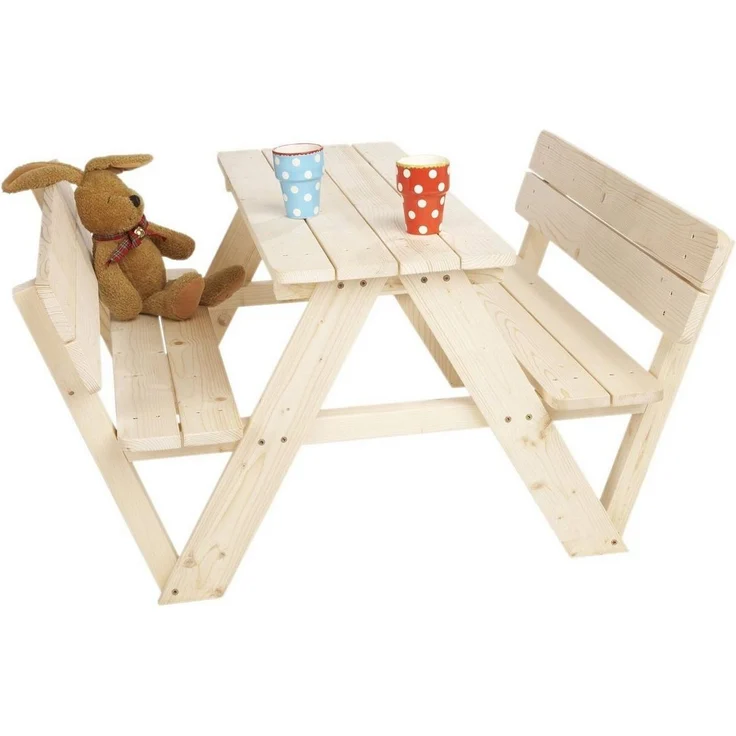 Pinolino 'Nicki für 4' Kindersitzgarnitur mit Lehne, Massivholz natur, 105 x 51 x 90 cm – Bild 1