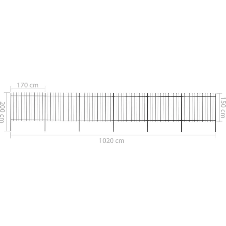 vidaXL Gartenzaun mit Speerspitze Stahl 1070 x 150 cm Schwarz 277634 – Bild 5