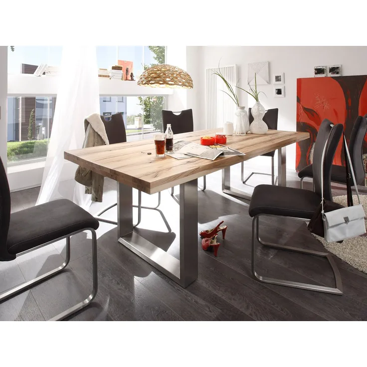 Esstisch >Castello I< in Wildeiche aus Massivholz - 260x76x100cm (BxHxT)