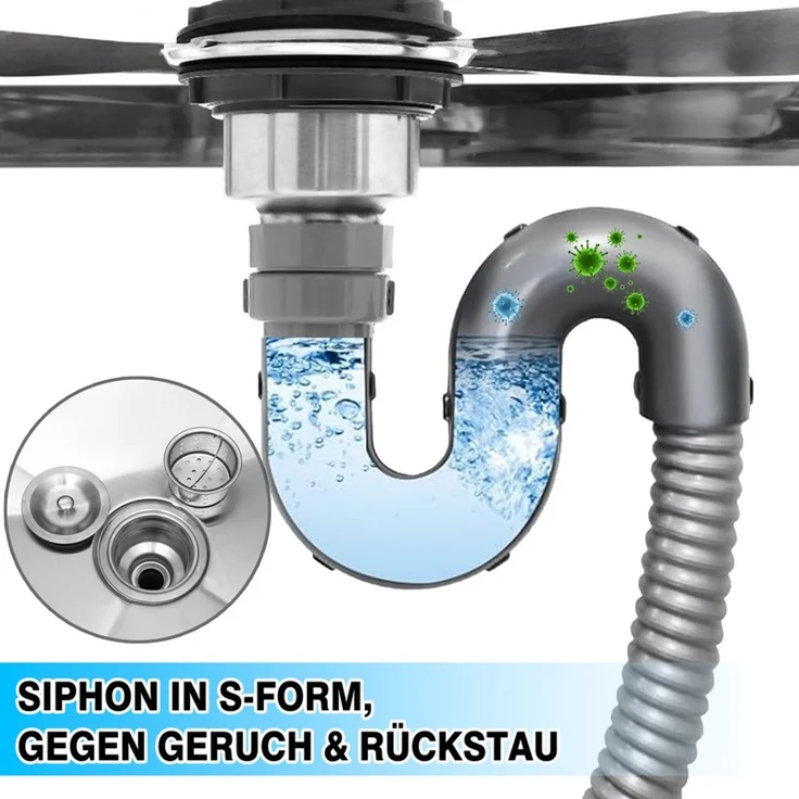 Home Nature Wohnkonzept freistehende Outdoor Küchenspüle Edelstahl mit Wasserhahn und Ablaufgarnitur, Gartenspüle, Spülbecken, leicht zu reinigen, 80x40x50cm – Bild 3