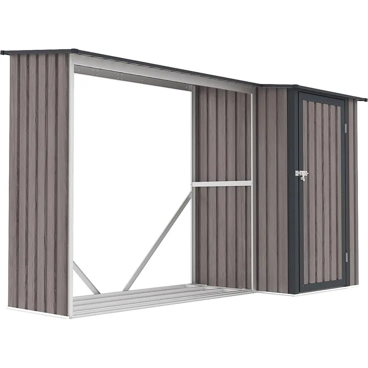 Vente-unique - Kaminholzregal aus verzinktem Stahl mit Holzeffekt - 2,5 rm- 3,49 m3 - 282 x 109 x 168 cm - DORWOOD
