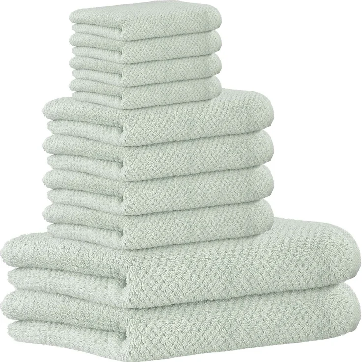 CAWÖ Handtuch Set, 10-tlg. - Pure, 2x Duschtuch, 4x Handtuch, 4x Gästetuch Eukalyptus Set – Bild 1