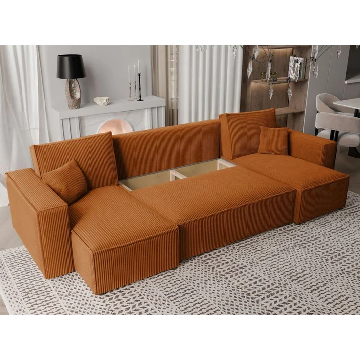 Wohnlandschaft Sofa mit Schlaffunktion ADARA in Stoff Poso Rostbraun – Bild 3