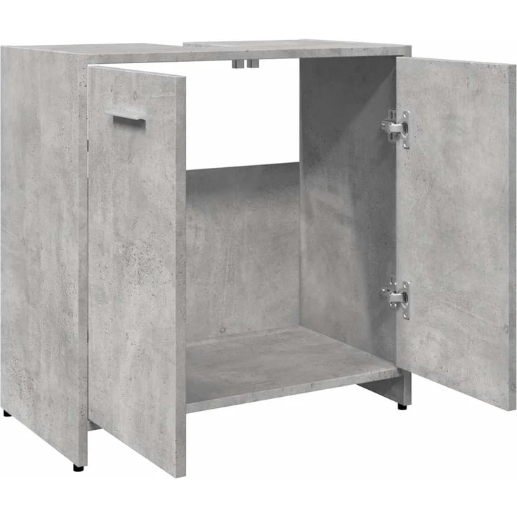 Waschbeckenunterschrank, Badschrank, Unterschrank Betongrau 60 x 33 x 60 cm Holzwerkstoff j74p – Bild 6