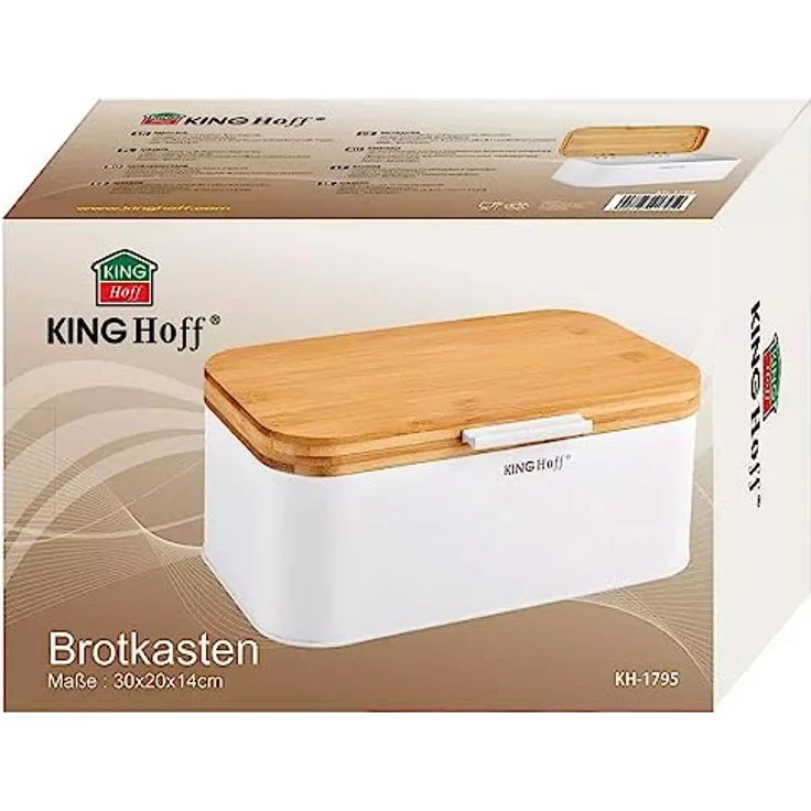 Kinghoff Kinghoff Brotkasten aus Stahl mit Bambusdeckel KH1795 – Bild 5