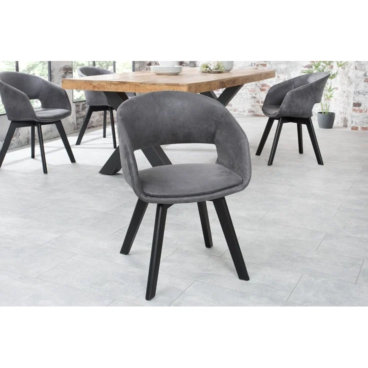 riess-ambiente Polsterstuhl NORDIC STAR antik grau – Microfaser, Massivholz-Beine, mit Armlehne (Einzelartikel, 1 St), Industrial Design mit Sitzkomfort – ideal für Dein Loft-Esszimmer – Bild 1