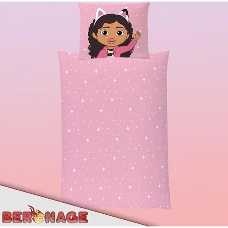 BERONAGE Kinderbettwäsche Gabby's Dollhouse Bettwäsche Rosa und Pink weiche Flanell-Qualität, Polyster, 2 teilig – Bild 5