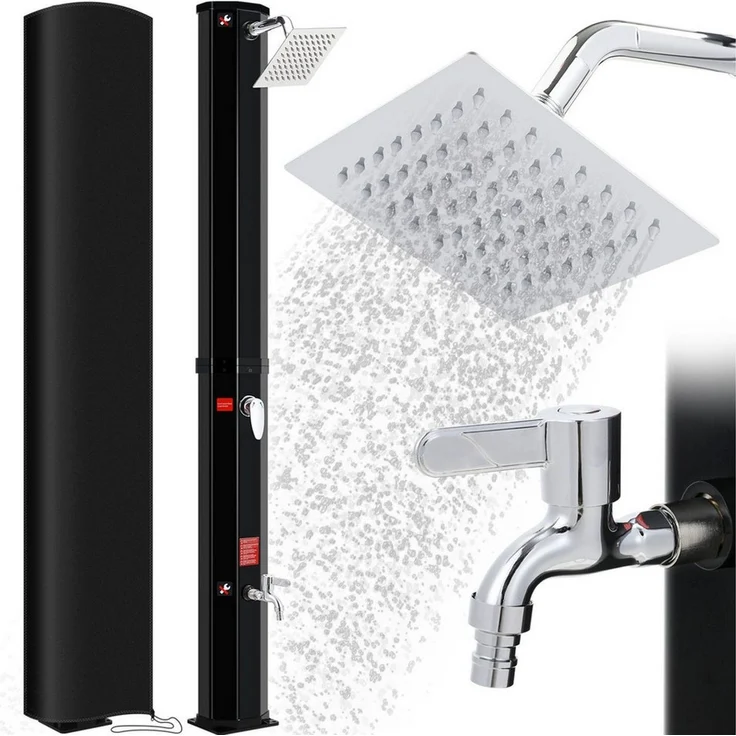 TLGREEN Solardusche Gartendusche ohne Strom mit 360° Oberkopf-Duschkopf & 210D Schutzhülle (35L Pooldusche Campingdusche bis 60°C warmes Wasser, mit unabhängigem Wasserhahn & Gartenschlauch-Anschluss), (ohne Handbrause) – Bild 2