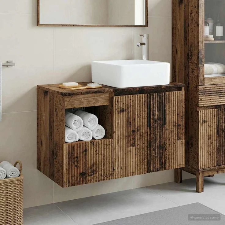 vidaXL Badezimmerschrank-Set 2 stk. Altholz 79,5 x 41 x 80 cm 3404052 – Bild 1