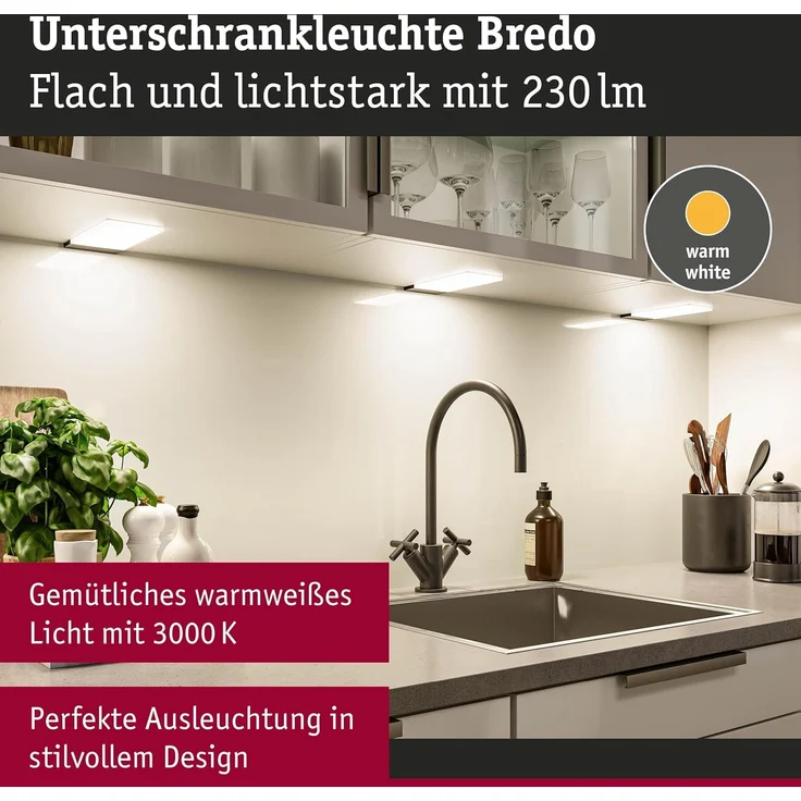 Paulmann LED Unterbauleuchte Bredo schwarz warmweiß 3er Set – Bild 2
