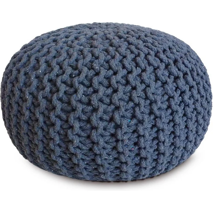 Amagohome Sitzhocker, Pouf, XXL Baumwolle, Jeansblau, ø 45 cm – Bild 1