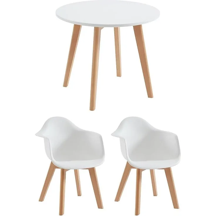 Vente-unique - LOULOUNE Essgruppe PlastikHolz, Platte BeigeWeiß - B 60 cm x H 51 cm x L 60 cm