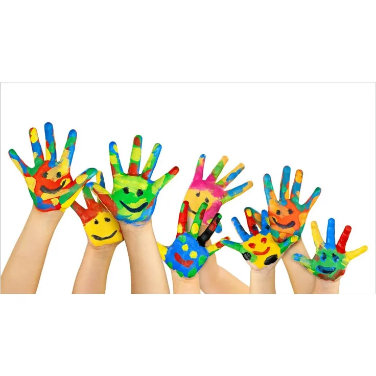 Glasbild "Kinderhände" 33x95cm, Wandbild Glaswandbild Glas Bild Bunt