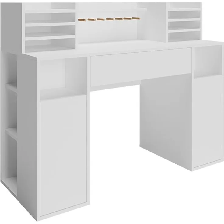 Schreibtisch Weiß 126.8 x 50 cm XL mit Regale Vicco