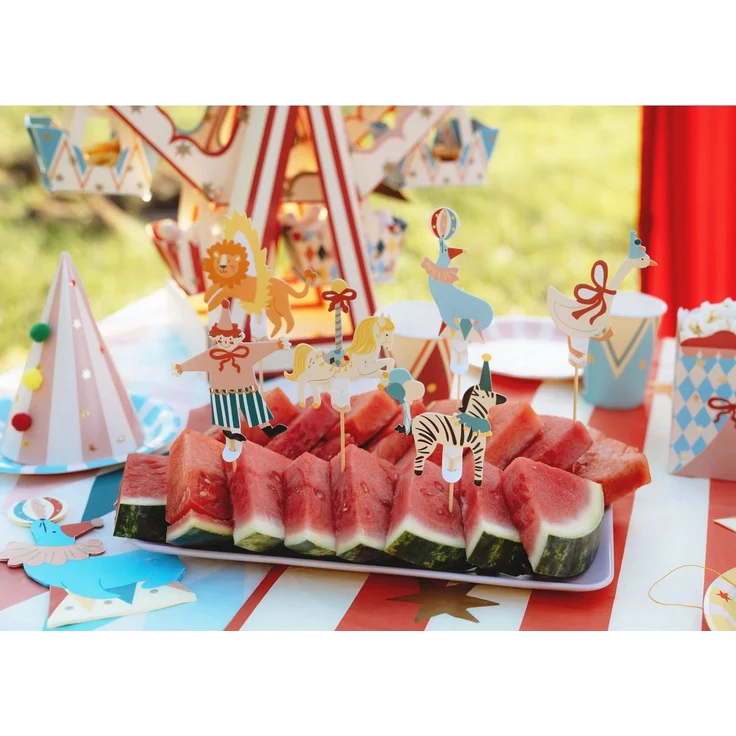 partydeco Tortenstecker, Cake Topper Zirkus 9 - 11,5cm 6er Set – Bild 3