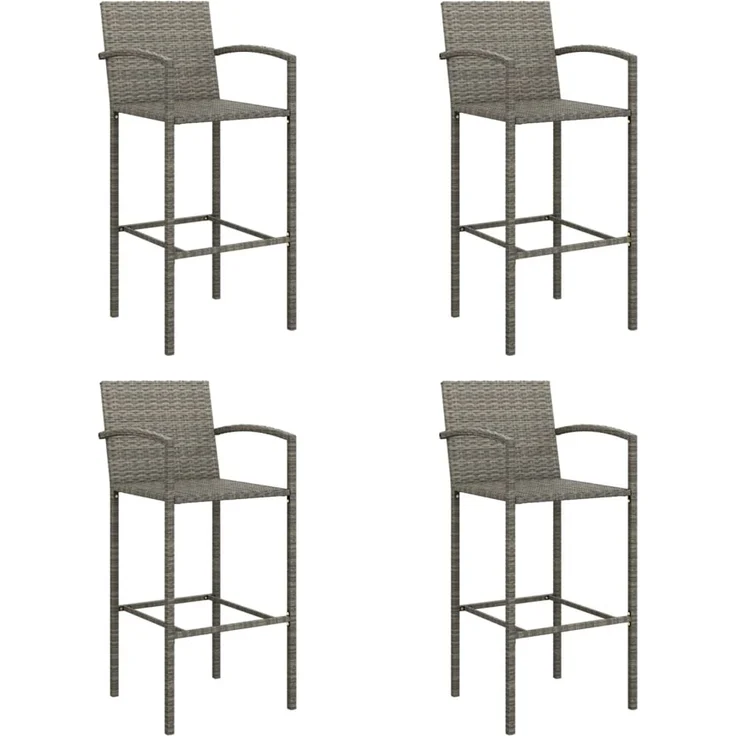 vidaXL 5-tlg. Gartenbar-Set Grau Poly Rattan 3187655 – Bild 4