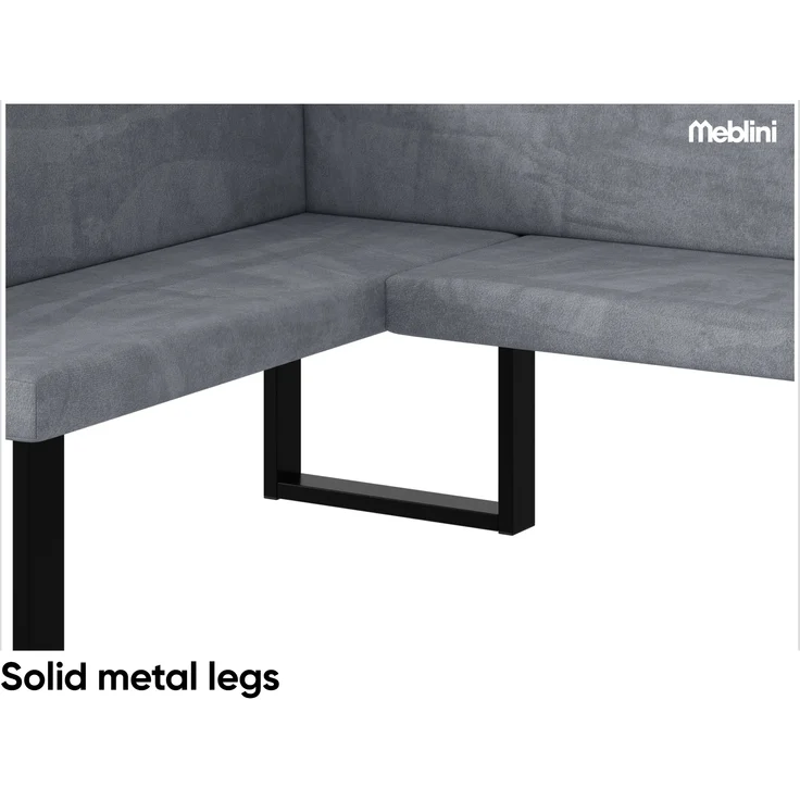MEBLINI Eckbank für Esszimmer - Küchenbank - Essecke - Sitzecke Küche - TONI - U-Beine 128x168x87cm Links - Grau Samt – Bild 6