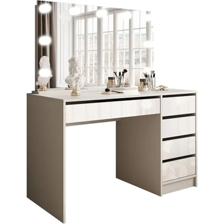 Lookway Schminktisch MADA ELITE KASCHMIR mit Spiegel und LED Beleuchtung (1x Schreibtisch 1x Spiegel), Breite: 120 cm