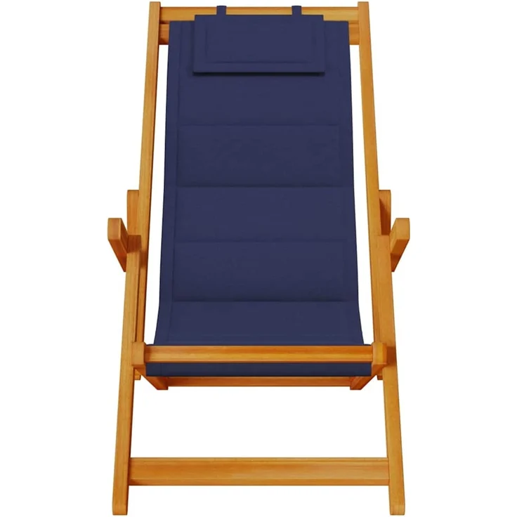 vidaXL Klappstuhl mit Armlehnen Blaues Akazienholz & Textilene 4108069 – Bild 4