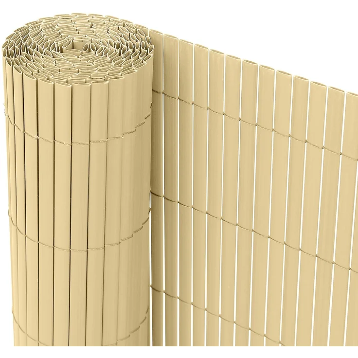 Ribelli® PVC Sichtschutzmatte Sichtschutzzaun Sichtschutz Zaun Balkon Windschutz (80x1000 cm, Bambus)