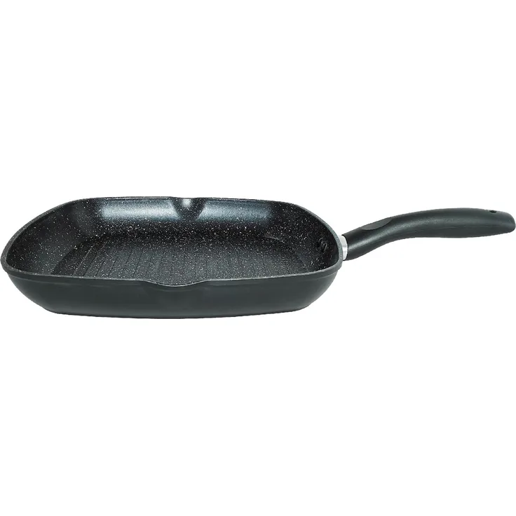Grillpfanne Ø28cm Steakpfanne Bratpfanne Induktion in Schwarz mit Ausläufe