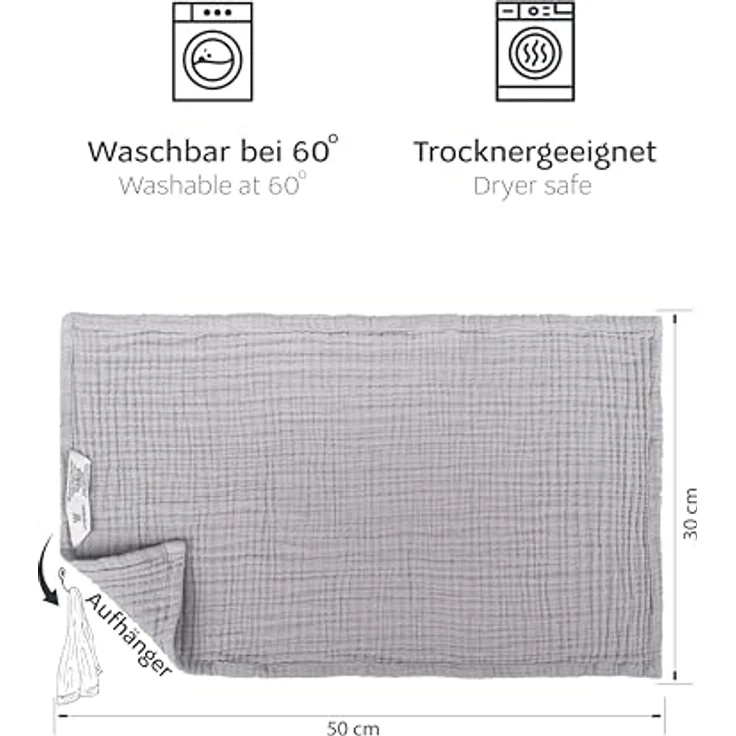 Laynenburg Spucktuch Baby 10er-Set in 30x50cm aus extra weichem Musselin - 100% Baumwolle, Musselin-tücher als Mulltücher, Mullwindeln oder Stoffwindeln – Bild 7