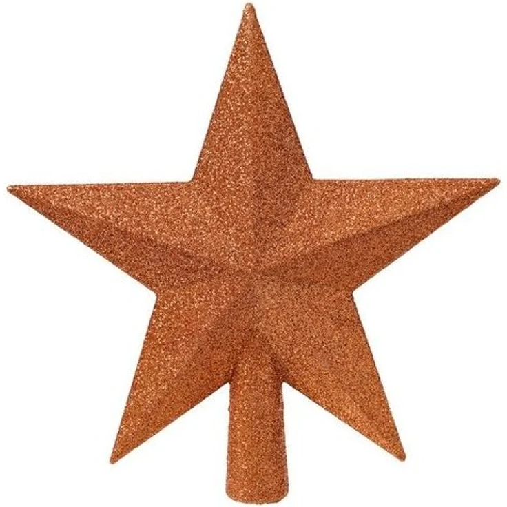 Kaemingk Christbaumspitze, Christbaumspitze Stern mit Glitzer 19cm Kunststoff - Warmorange – Bild 2