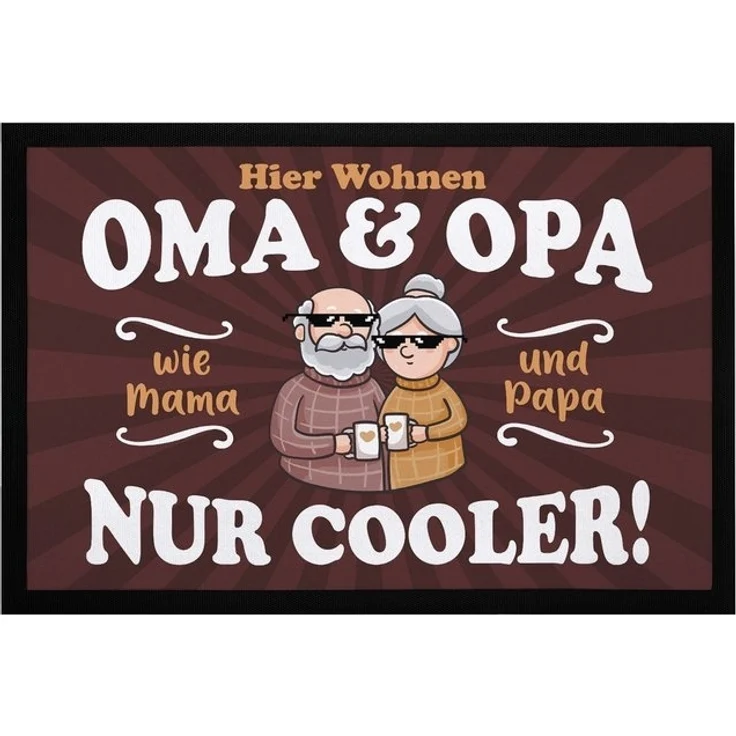 MoonWorks Fußmatte Fußmatte Geschenk Hier wohnen Oma und Opa Großeltern lustige, rechteckig – Bild 4