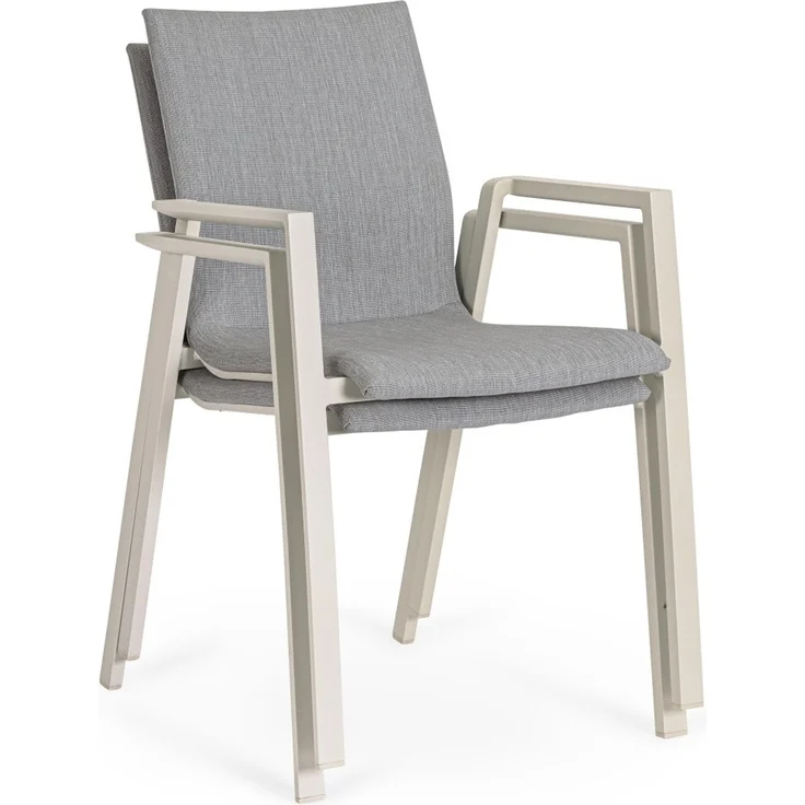 Gartenstuhl Enodo aus Aluminium, modern und stapelbar, gepolstert, beige Pelikan, Outdoor – Bild 9