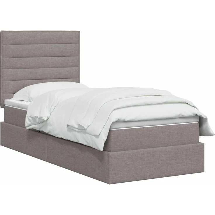 vidaXL LED-Speicherbett mit Matratze Taupe 90 x 190 cm Stoff 3459852 – Bild 3