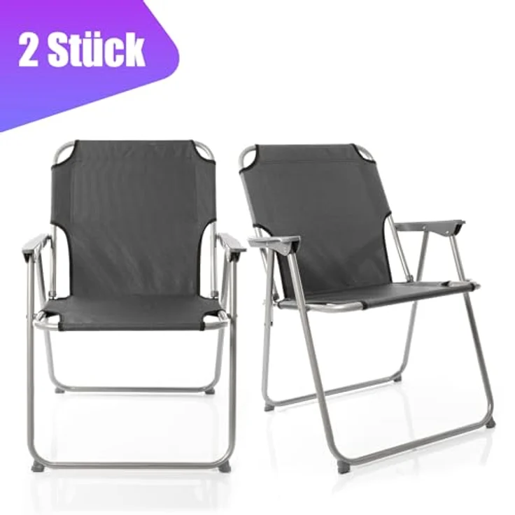 BigDean 2X Klappstuhl Faltstuhl Angelstuhl – Anthrazit/Grau robust klappbar bis 120kg belastbar - klassischer Gartenstuhl für Garten & Camping - Campingstuhl faltbar – Bild 8