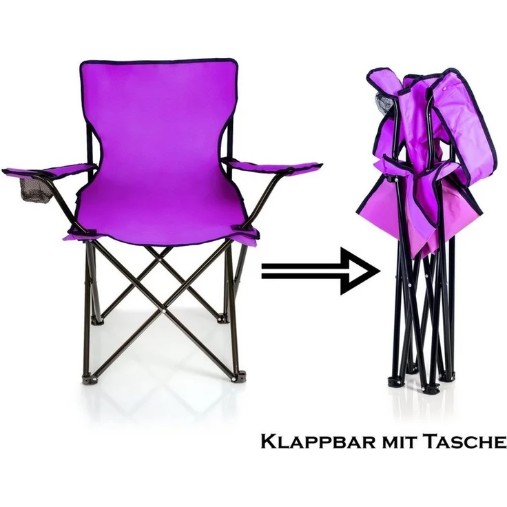 BigDean Campingstuhl Faltstuhl Campingstuhl Anglerstuhl Getränkehalter Klappstuhl (Packung, 1 St), Lila, Violett, Klappbar, Getränkehalter, Tragetasche – Bild 3