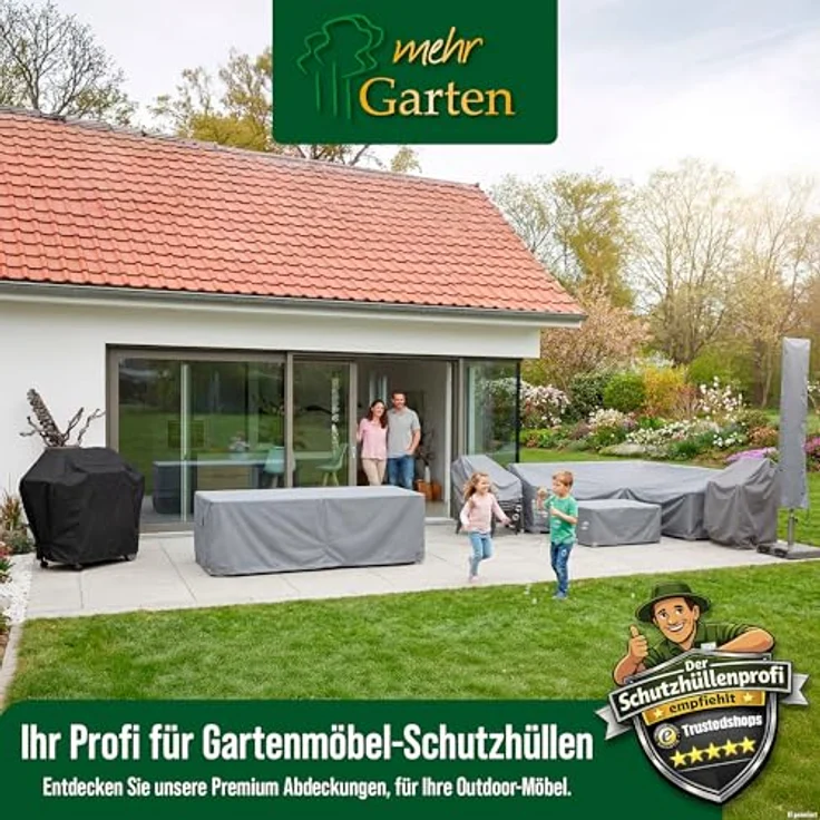 mehr Garten Gartenmöbel-Schutzhülle Premium, Premium Sonneninsel-Schutzhülle rund: Ø185x50/75(H) cm I Robuste Abdec – Bild 9