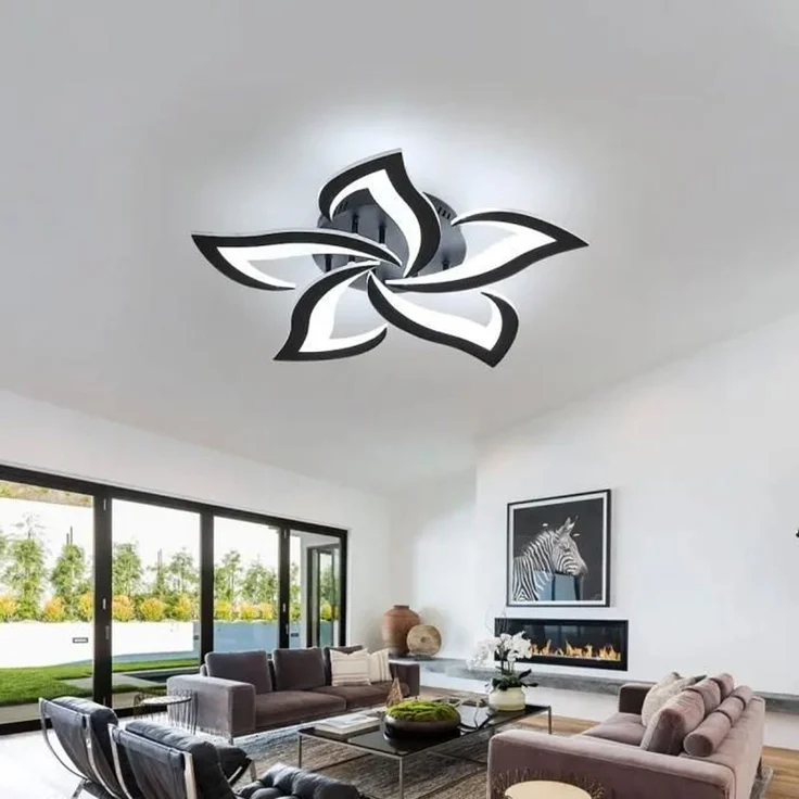 DELIPOP – Moderne 60W 6000K LED – Deckenleuchte – Schwarz – für Wohnzimmer, Schlafzimmer, Küche, Esszimmer – 5 Acryl – Lichtelemente – 60 cm – 60x60x8cm – Bild 5