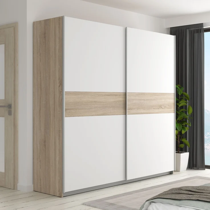 Kleiderschrank >WINNIE< in Sonoma Eiche / Weiss - 170,3x190,5x61,2cm (BxHxT) – Bild 3