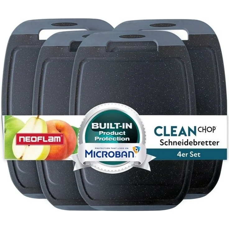 NEOFLAM® Schneidebrett BiJu Antibakterielles Frühstücksbrettchen Set, 4tlg. - Granitschwarz, Kunststoff (PP), (4-St) – Bild 4