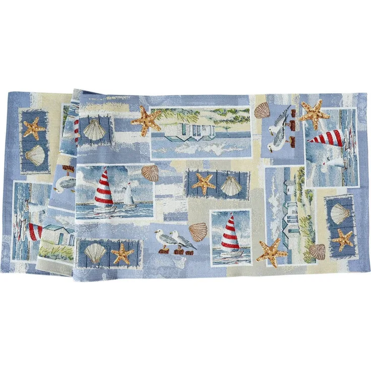 sander table + home Tischläufer Tischläufer Beach House 32x96 cm Gobelin maritim Möwen Muscheln (1-tlg)