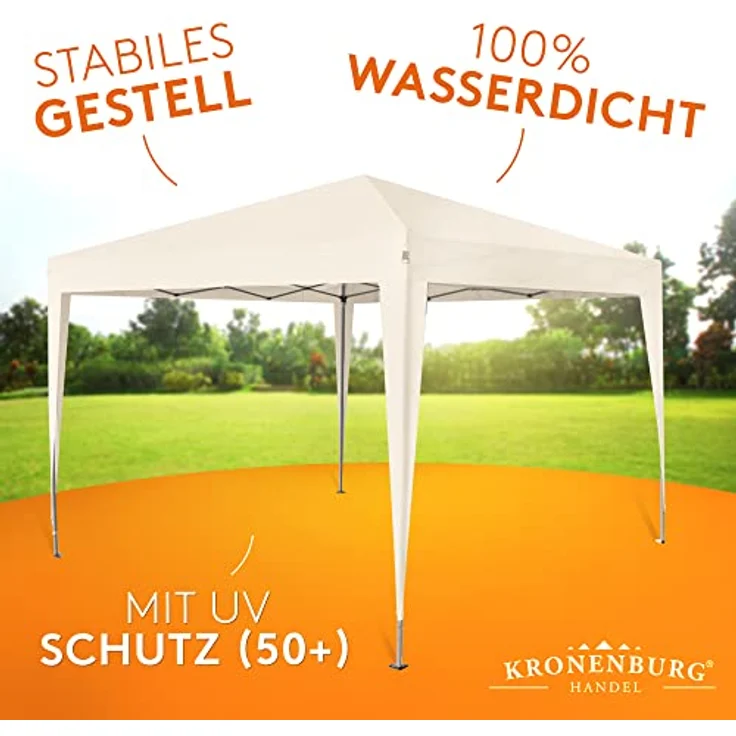 Kronenburg Faltpavillon wasserdicht Dachmaß 2x2 m UV Schutz 50+ Pavillon in Champagner – Bild 5