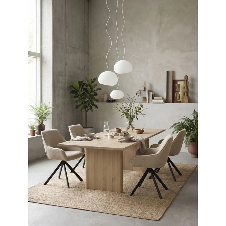 GOEURVANT 1178 Esszimmerstühle 4er-Set mit Armlehnen, 360° Drehbar, Webstoff - Greige – Bild 3