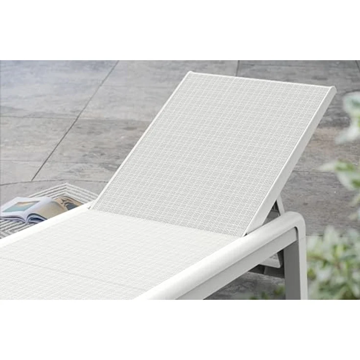 KETER Palma Sonnenliege für den Garten mit 4-Fach Verstellbarer Rückenlehne, klappbare Gartenliege, weiß, 187 x 58 x 29 cm, pflegeleicht, wetterfest und UV-beständig – Bild 4