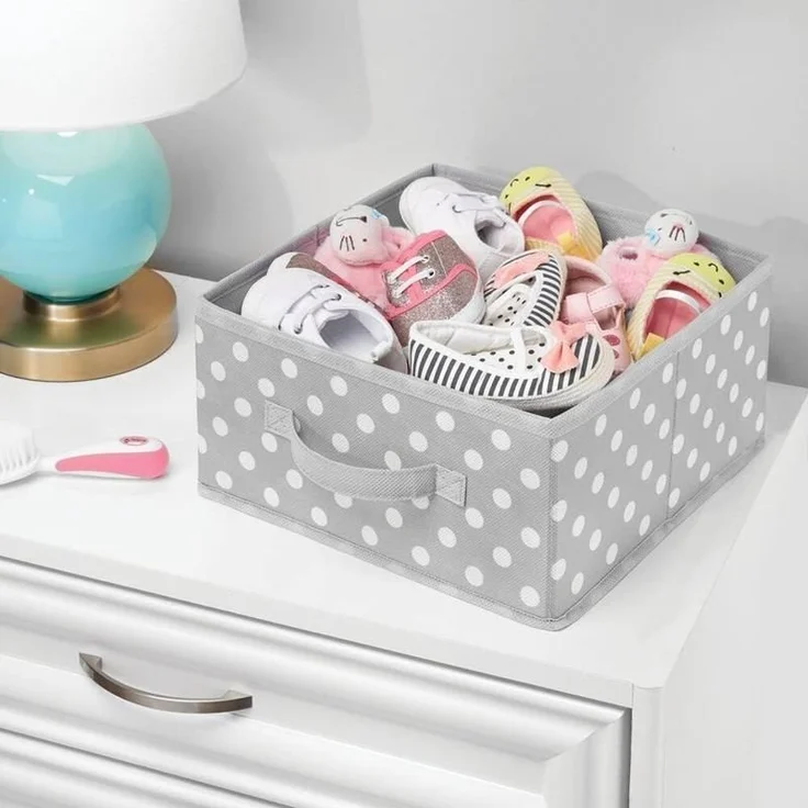 2er-Set Aufbewahrungsboxen gepunktet mDesign Stoffbox aus Kunstfaser grau/weiß – Bild 5