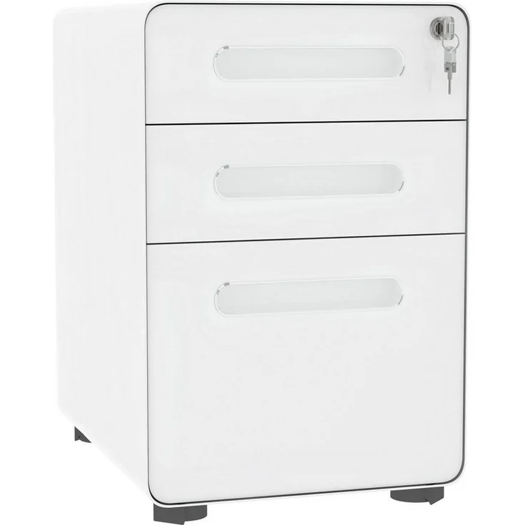 Vinsetto Rollcontainer Bürocontainer mit 3 Schubladen, (Büroschrank, 1 St, Aktenschrank), Stahl, Weiß, 39 x 48 x 59 cm – Bild 5
