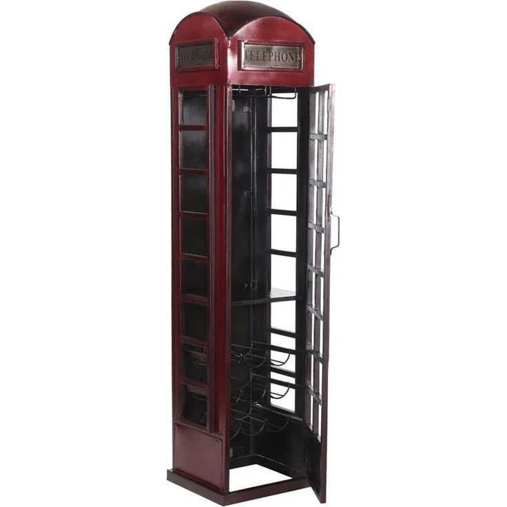 More2Home Barschrank TELEFONZELLE, Metall vintage-rot/schwarz, B/H: ca. 42x175 cm – Bild 4