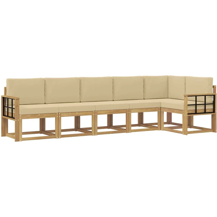 vidaXL Outdoor-Sofagarnitur 6 stk. Weiß und Beige Polyester 3387712 – Bild 2