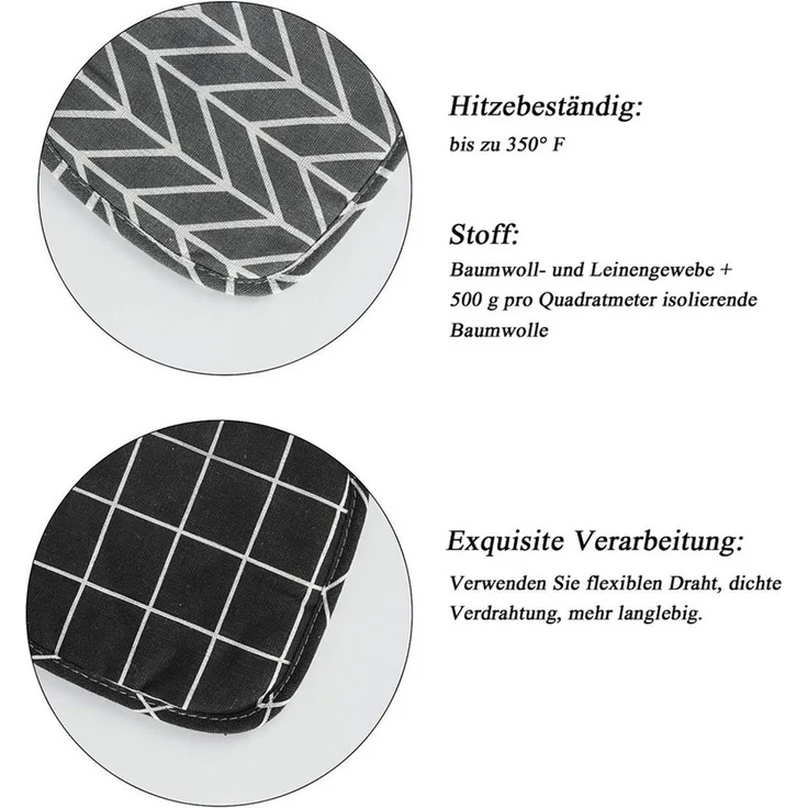 TUWENA Topflappen 4 Stück Hitzebeständige Topflappen Baumwolle, Topflappen Hot Pads, (4-tlg), Hitzebeständig bis 230°C, zum Kochen, Backen und Grillen – Bild 3