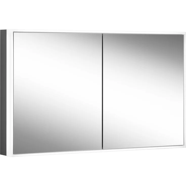 Schneider PREMIUM Line Ultimate LED Lichtspiegelschrank, 2 Doppelspiegeltüren, 1225 x 73,3 x 15,8 cm, 182.120, Ausführung: EU-Norm/Korpus schwarz matt - 182.120.02.41